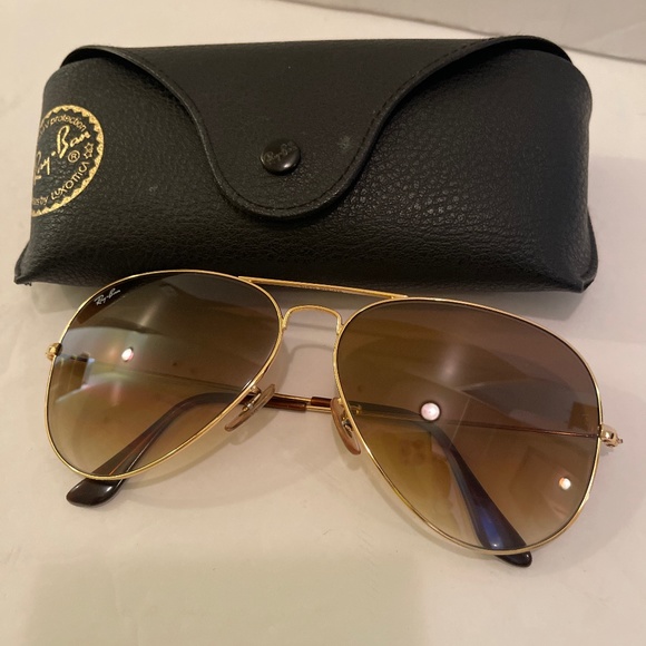 Ray Ban gold  large aviator lens sunglasses unisex - Picture 3 of 8